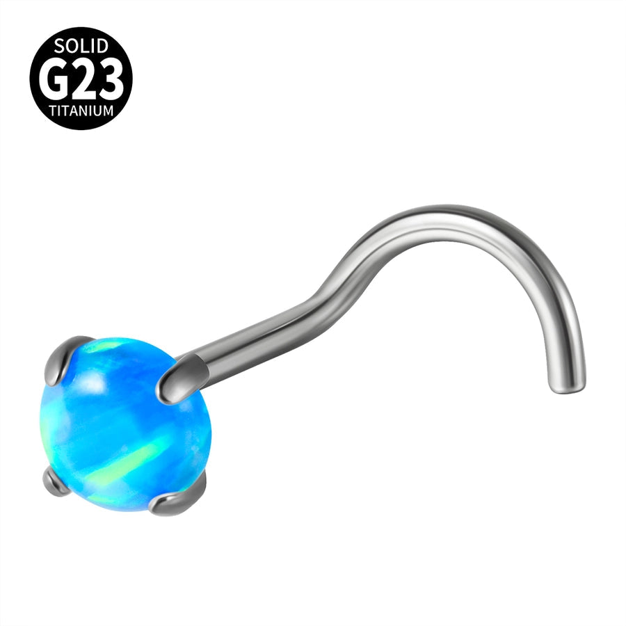 1 Piece Nose Rings & Studs Casual Vacation Round G23 Titanium Alloy Opal Zircon Nose Rings & Studs