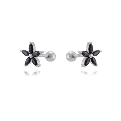 1 Pair Sweet Shiny Flower Inlay Copper Zircon 24K Gold Plated Ear Studs