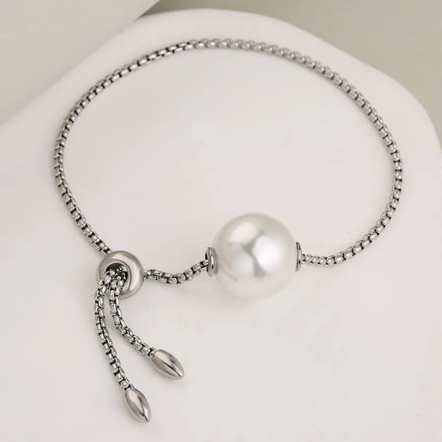 Casual Vacation Classic Style Cross Floral 304 Stainless Steel Imitation Pearl box chain Bracelets In Bulk