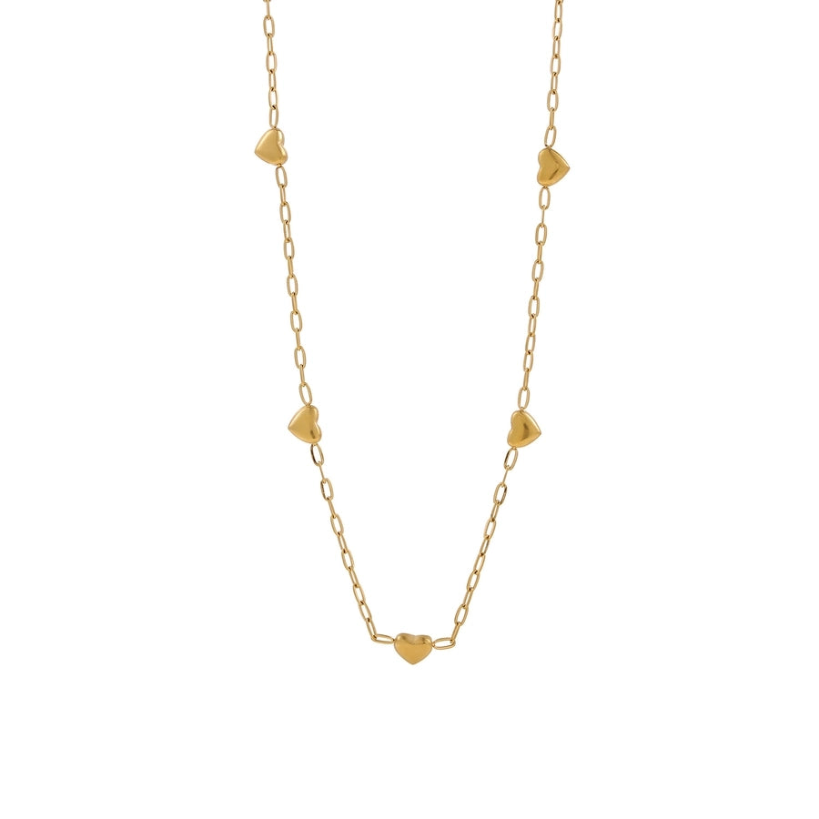 Jewelry Casual Elegant Cross Heart Shape 304 Stainless Steel Shell 18K Gold Plated Pendant Necklace