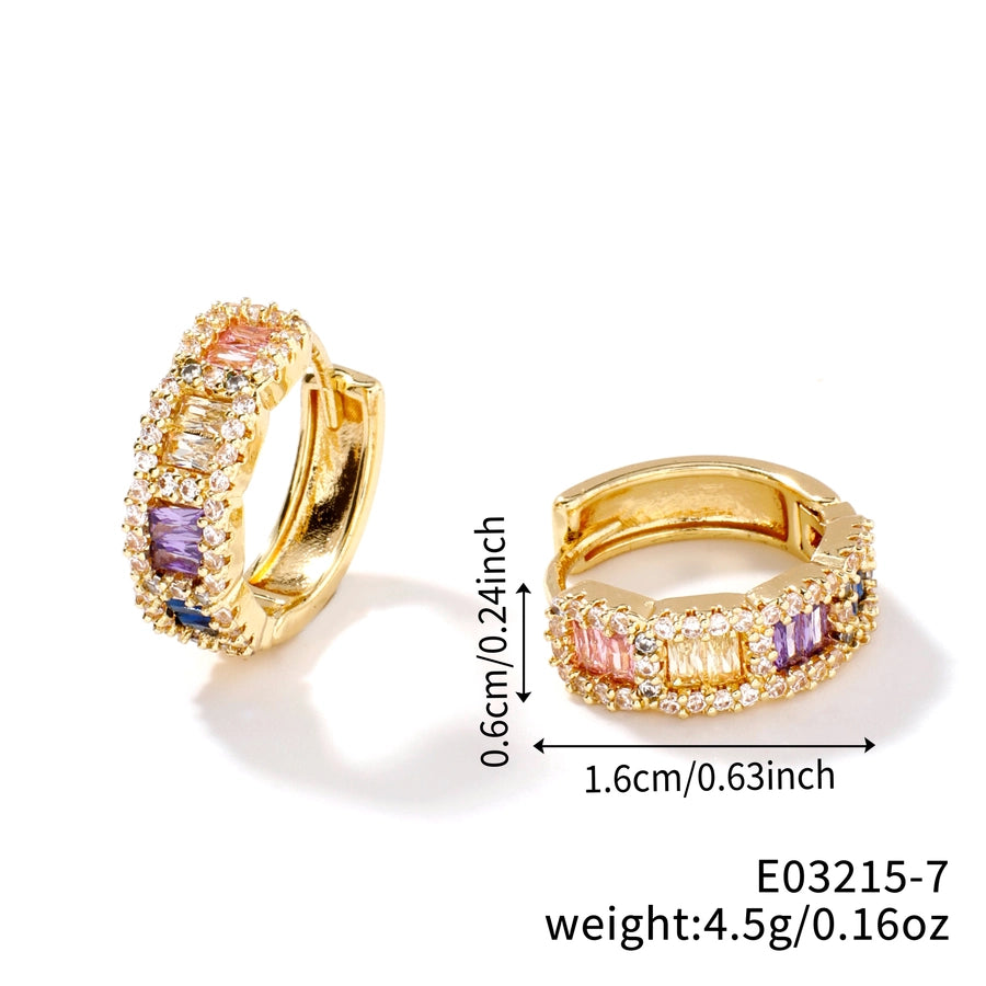 1 Pair Elegant Streetwear Shiny Geometric Inlay Copper Zircon K Gold Plated Rhodium Plated Earrings