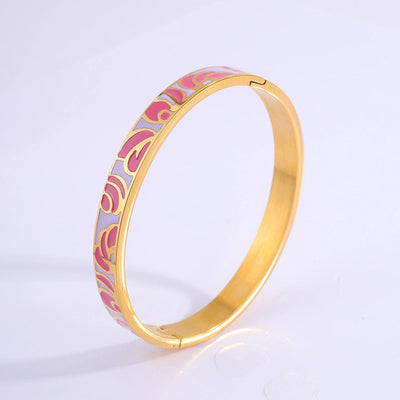 Elegant Retro Printing Solid Color Titanium Steel Bangle In Bulk