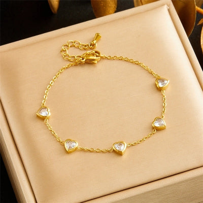 Elegant Streetwear Heart Shape 304 Stainless Steel Bracelets In Bulk