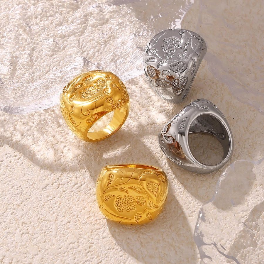 Jewelry Casual Elegant Modern Style Solid Color 304 Stainless Steel 18K Gold Plated Plating Rings