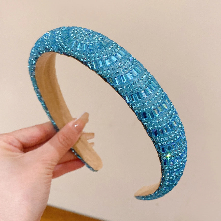 retro lady solid color rhinestone hair band