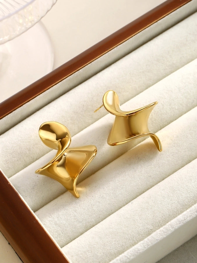 1 Pair Glam Classical Romantic Spiral 304 Stainless Steel Ear Studs