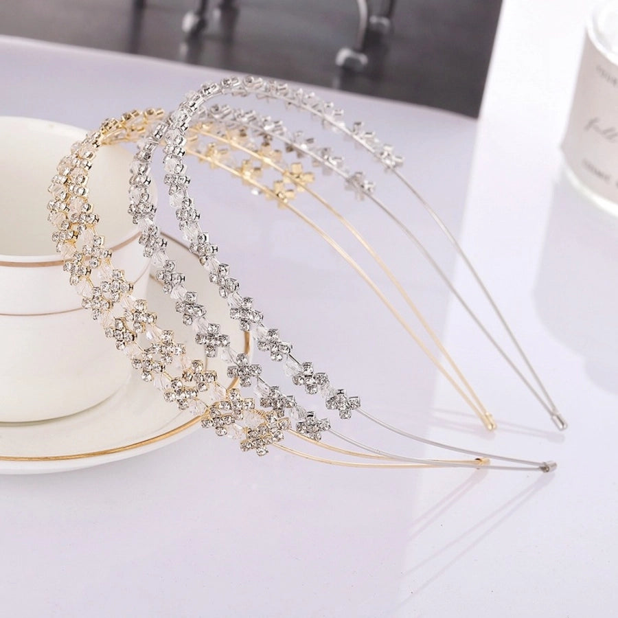 simple style bow knot alloy inlay rhinestones hair band