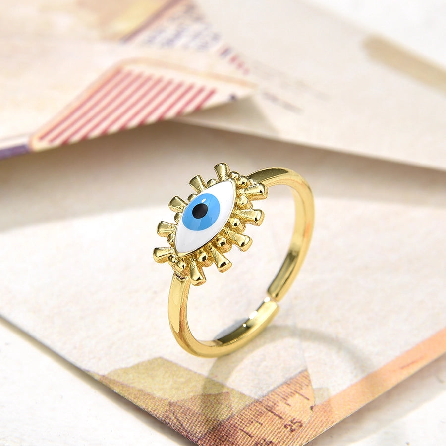 Copper Plating 18K Color Retaining Glossy Oval Eye Opening Ring
