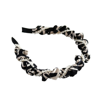 Women's Elegant Geometric Imitation Pearl Cloth Handmade Hair Band