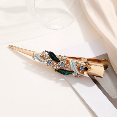 Women's Lady Modern Style Sweet Flower Alloy Stoving Varnish Inlay Rhinestones Hair Clip