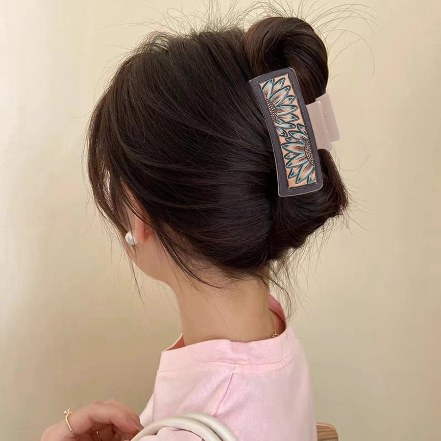 women's vintage style simple style sunflower pu leather hair claws