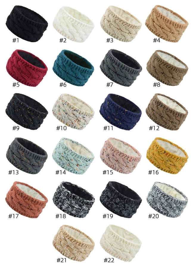 plus velvet knitted hair band wool color dot yarn headband variegated warm hair accessories autumn and winter twist ear protection headband