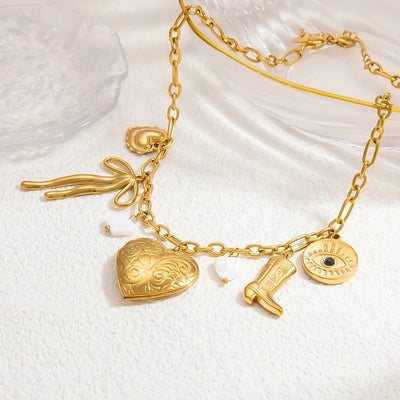 Jewelry Simple Style Classic Style Heart Shape 304 Stainless Steel Plating Pendant Necklace