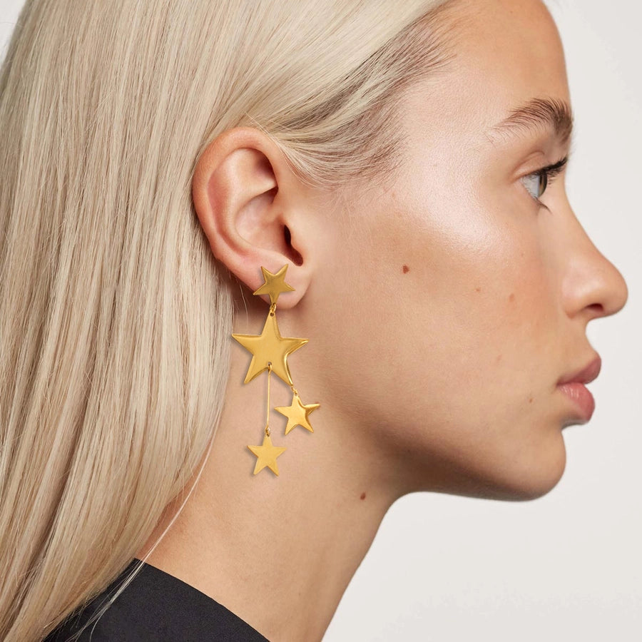 1 Pair Classic Style Star 304 Stainless Steel Drop Earrings