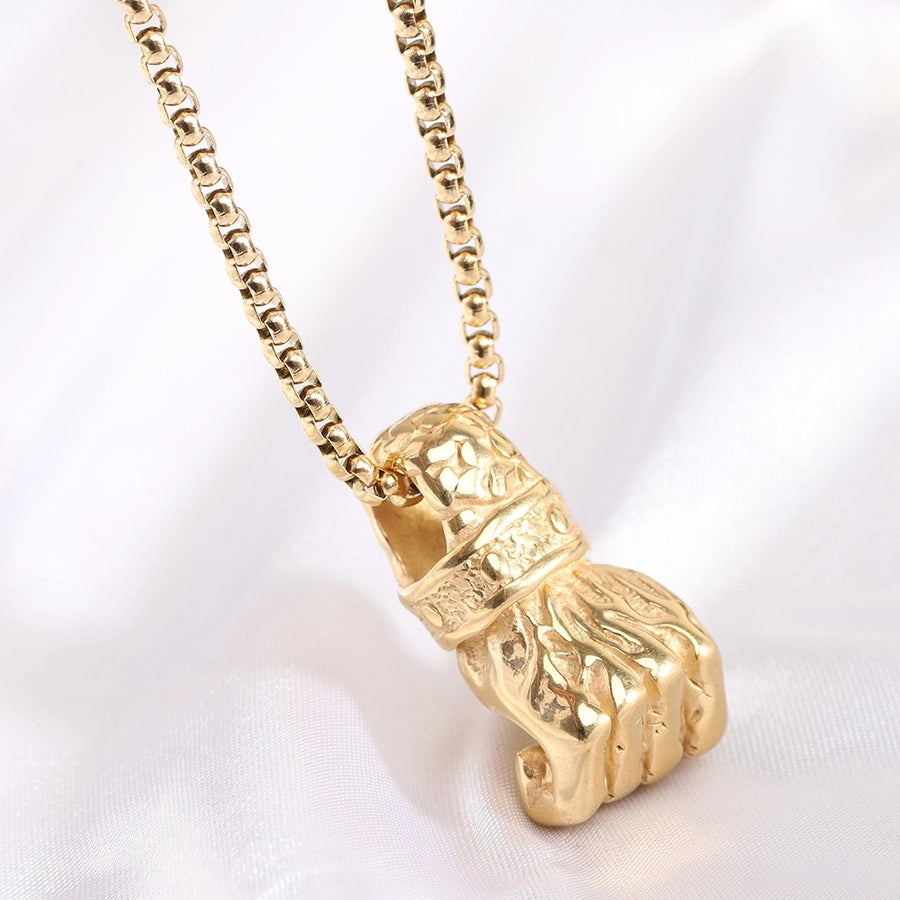 Jewelry Retro Fist Titanium Steel Plating Pendant Necklace