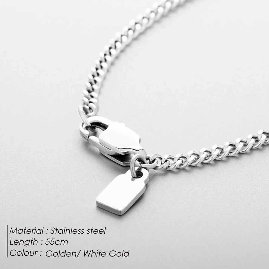 Jewelry Hip-Hop Simple Style Solid Color 304 Stainless Steel 18K Gold Plated White Gold Plated Necklace