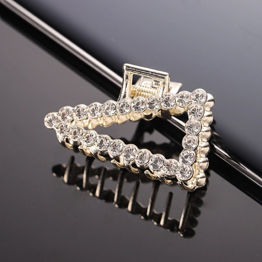 simple style solid color alloy inlay rhinestones hair claws 1 piece