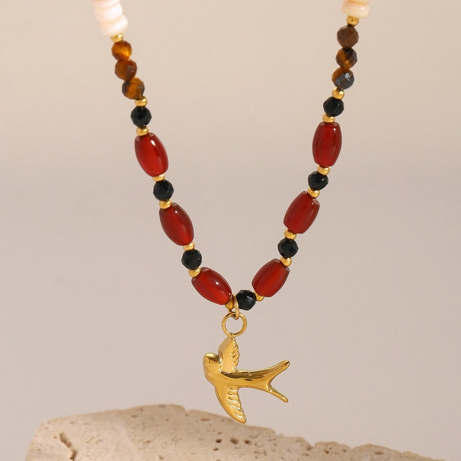 Simple Style Classic Style Swallow 304 Stainless Steel Pendant Necklace In Bulk