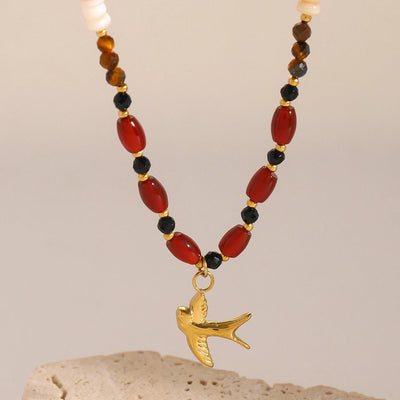 Simple Style Classic Style Swallow 304 Stainless Steel Pendant Necklace In Bulk