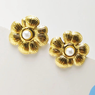 1 Pair Elegant Commute Flower 304 Stainless Steel Ear Studs