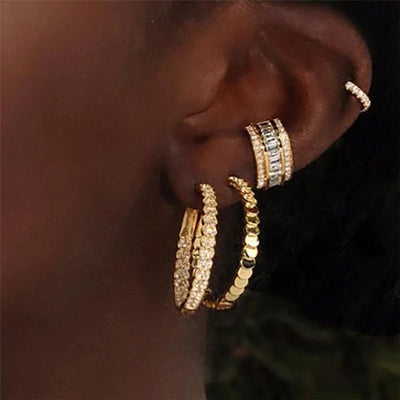 1 Pair Casual Simple Style Geometric Copper Zircon 24K Gold Plated Ear Cuffs
