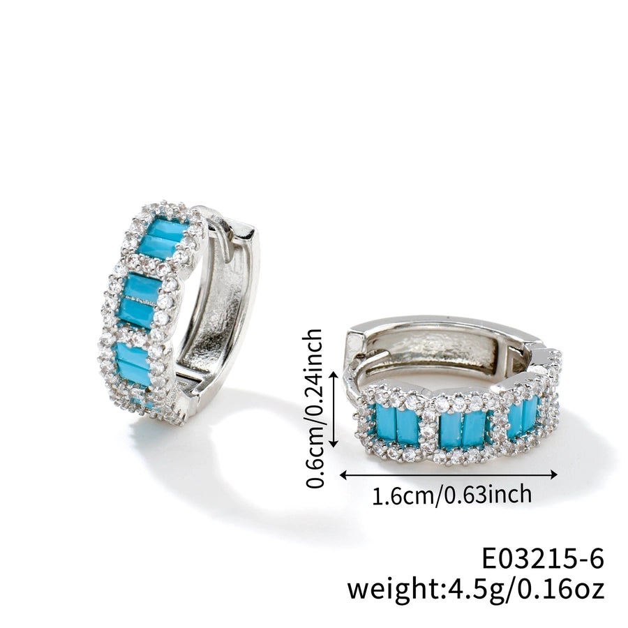 1 Pair Elegant Streetwear Shiny Geometric Inlay Copper Zircon K Gold Plated Rhodium Plated Earrings