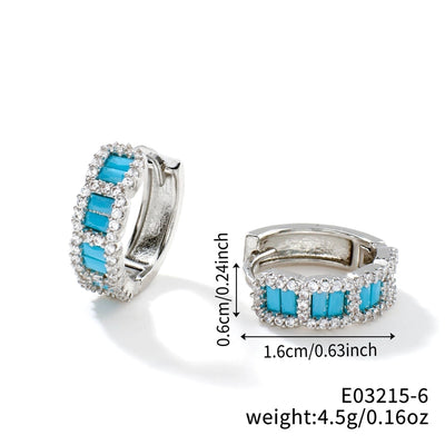 1 Pair Elegant Streetwear Shiny Geometric Inlay Copper Zircon K Gold Plated Rhodium Plated Earrings