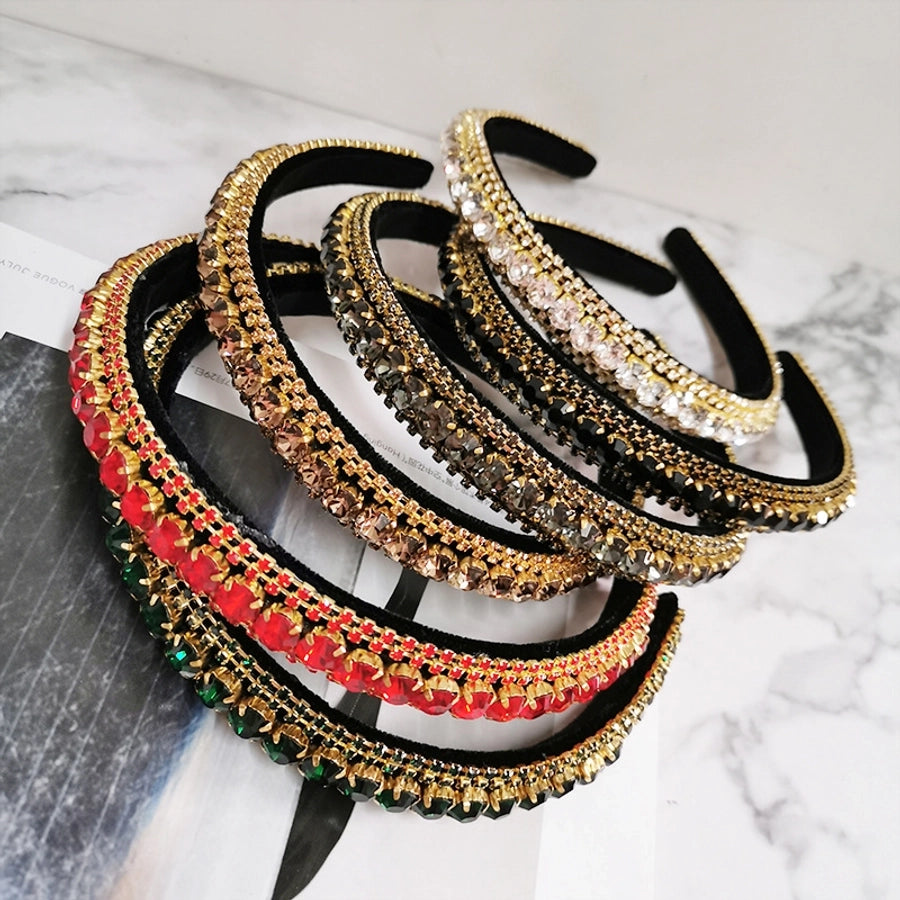 women's baroque style solid color rhinestone inlay hair band