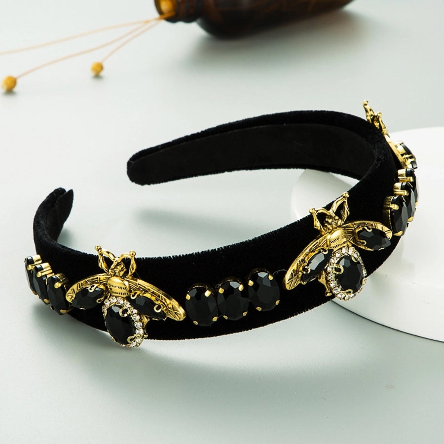 alloy bee diamond-studded gold velvet headband
