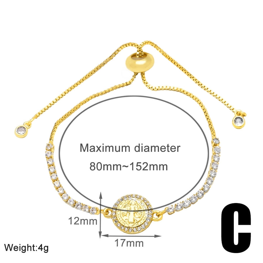 Copper Plating Inlay Pentagram Virgin Mary Zircon Bracelets