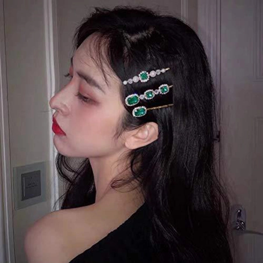 women's simple style color block copper plating inlay rhinestones hair clip