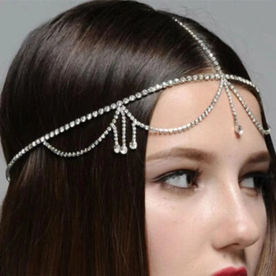 simple rhinestone water drop chain hair accessories