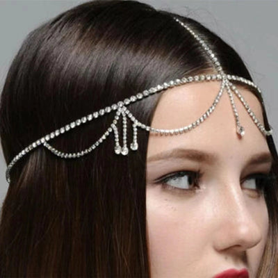 simple rhinestone water drop chain hair accessories