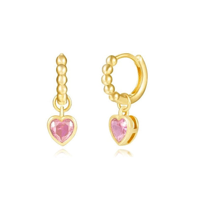 1 Pair Simple Style Heart Shape Copper Zircon Drop Earrings