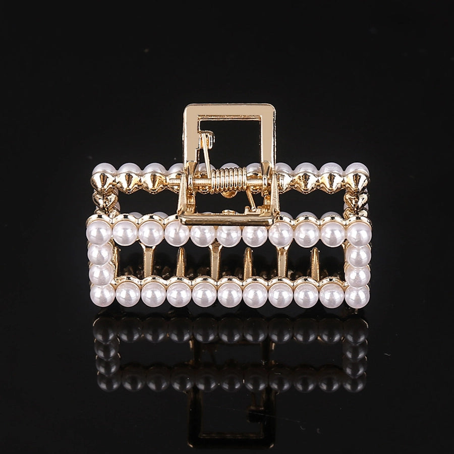 simple style solid color alloy inlay rhinestones hair claws 1 piece