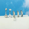 1 Piece 1 Set Belly Rings Simple Style Shiny Geometric 316L Stainless Steel  Copper Inlay Zircon