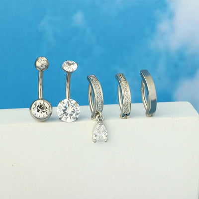 1 Piece 1 Set Belly Rings Simple Style Shiny Geometric 316L Stainless Steel  Copper Inlay Zircon