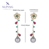 1 Pair Elegant Sweet Flower Plating Copper Artificial Gemstones Beads 18K Gold Plated Drop Earrings