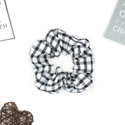 small plaid hair ring  girl hair rope simple fabric hair ring large intestine hair Ring Ball hair accessories