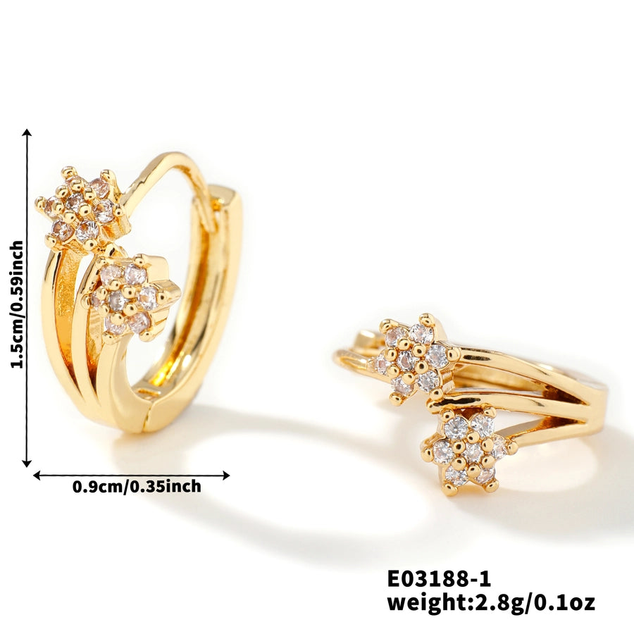 1 Pair Elegant Basic Geometric Inlay Copper Zircon K Gold Plated Rhodium Plated Ear clip