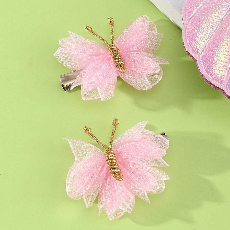 kid's cartoon style butterfly cloth knitting hair clip