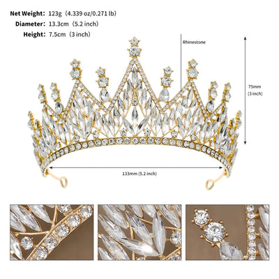 retro crown alloy plating inlay rhinestones crown