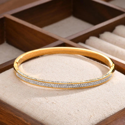 Classic Style Solid Color 304 Stainless Steel 18K Gold Plated Bangle In Bulk