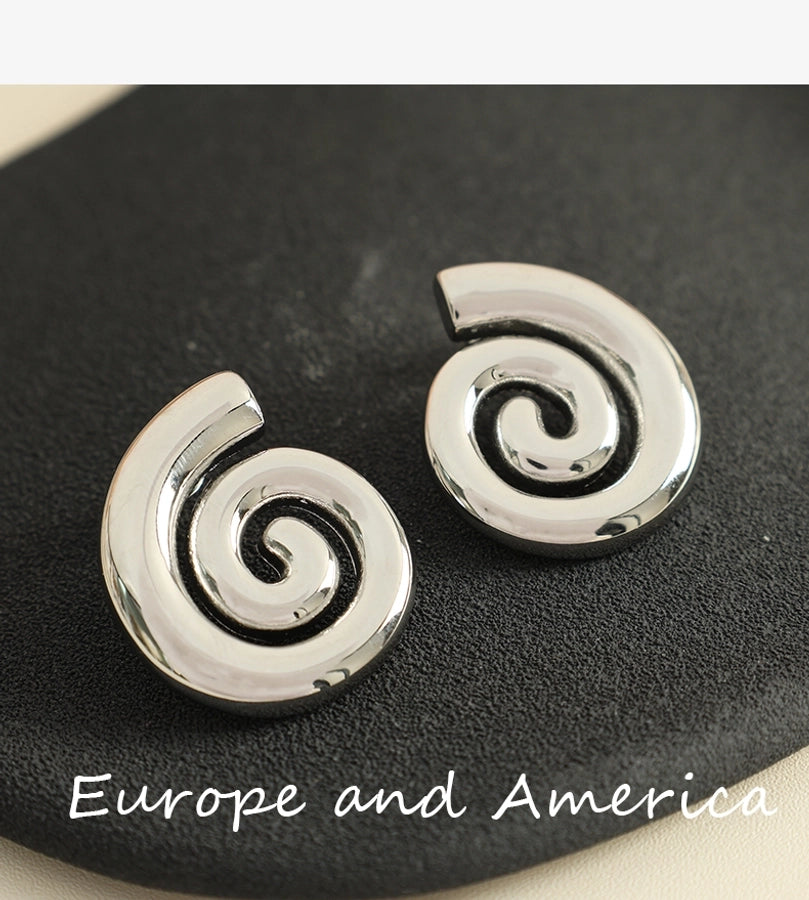 1 Pair Casual Retro Classic Style Swirl Pattern Polishing Plating 304 Stainless Steel 18K Gold Plated Ear Studs