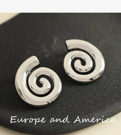 1 Pair Casual Retro Classic Style Swirl Pattern Polishing Plating 304 Stainless Steel 18K Gold Plated Ear Studs
