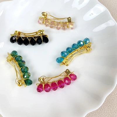 simple style irregular alloy crystal patchwork hair clip