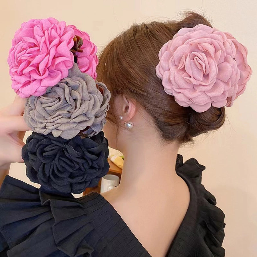 Fabric Flower Hairpin Headwear Back of Head Large Grab Clip Advanced Sense Hairpin Disc Hair Elegant Shark Clip Hair Accessories for Women