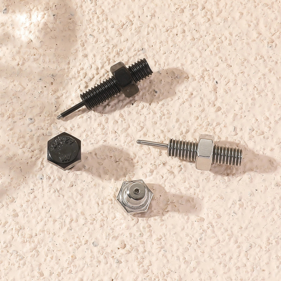 Hip hop simple titanium steel trendy men's personalized screw earrings earrings men's and women's street wear