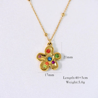 Jewelry Casual Simple Style Streetwear Geometric Titanium Steel Zircon Inlay Pendant Necklace