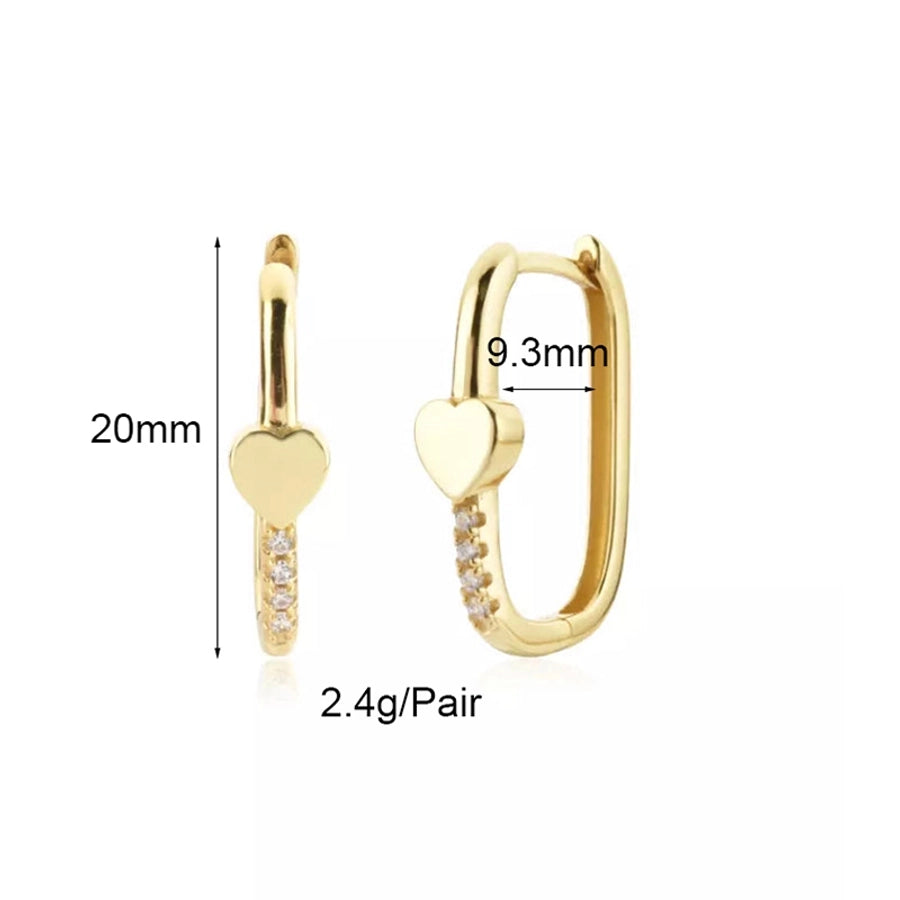 1 Pair IG Style French Style Geometric Copper Zircon 24K Gold Plated Hoop Earrings Ear Cuffs